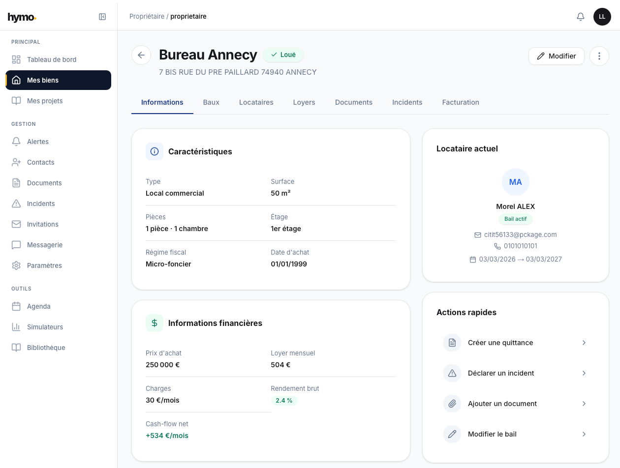 Fiche détaillée du bien Bureau Annecy avec caractéristiques et informations financières