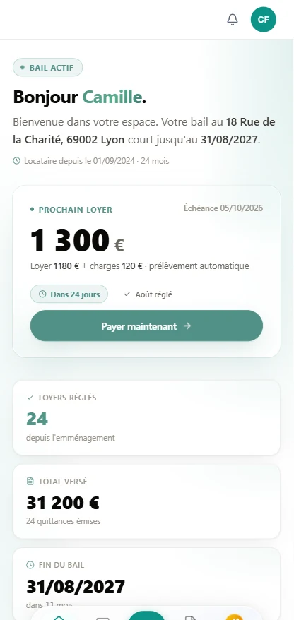 Aperçu : Espace locataire (mobile)
